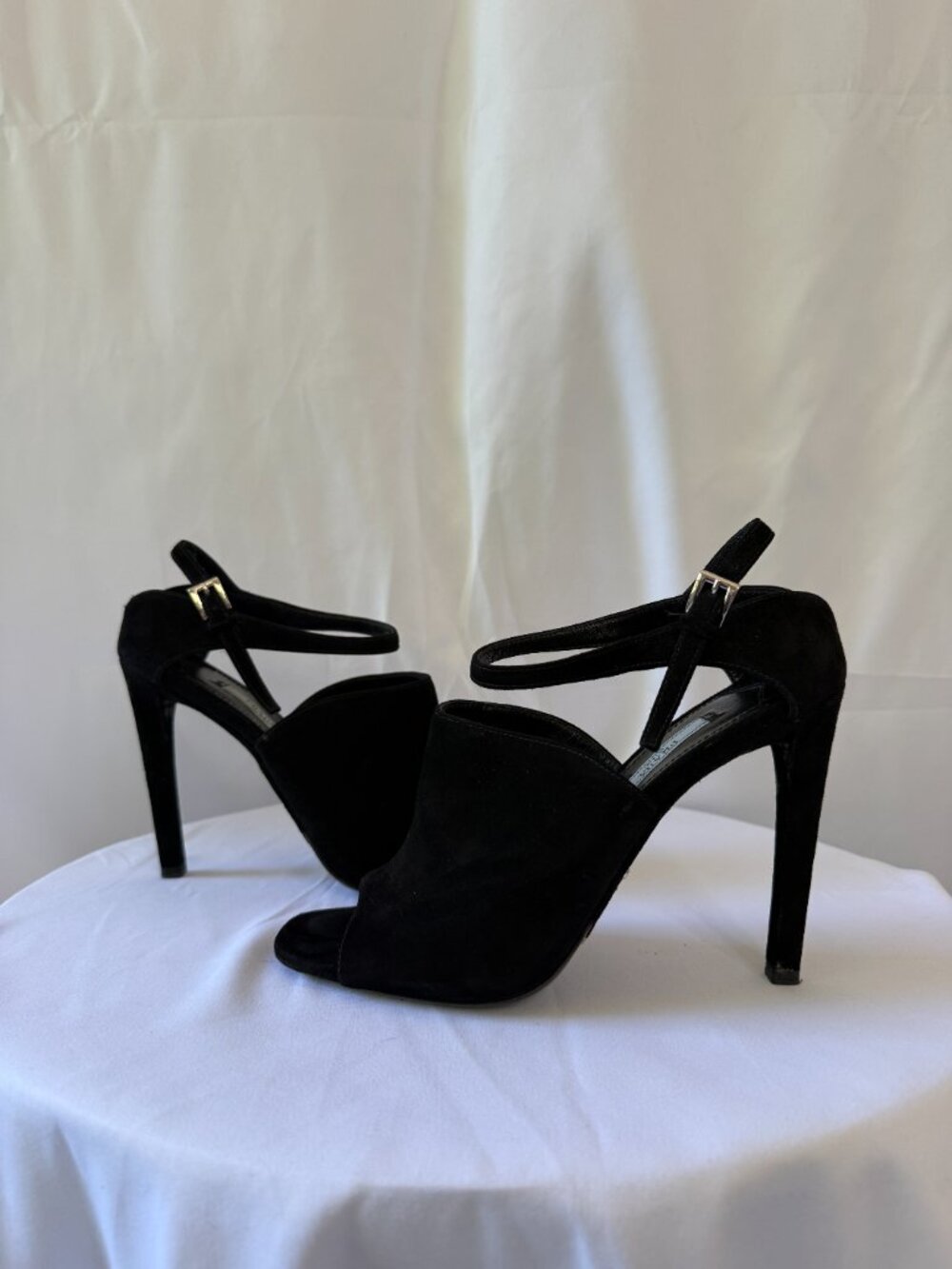 Prada black suede heels